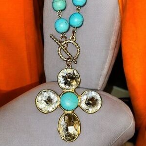 Beautiful Turquoise with Cross Pendant Necklace